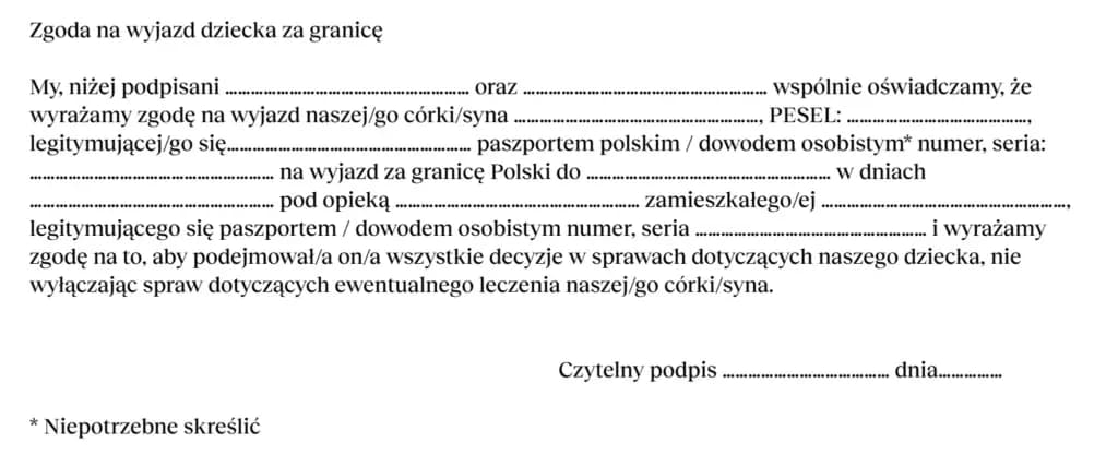 Jak napisać zgodę na wyjazd dziecka - uniknij problemów prawnych